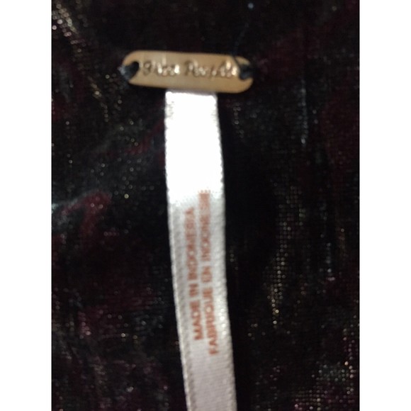 FREE PEOPLE Velvet Sleeveless Tube Top Small Velour Ruched Burgundy Black - Picture 4 of 8